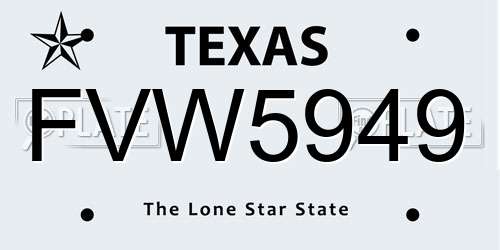 FVW5949 Texas License Plate