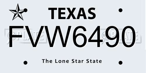 FVW6490 Texas License Plate