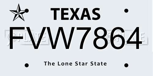 FVW7864 Texas License Plate