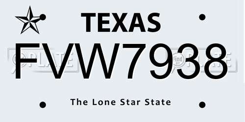FVW7938 Texas License Plate