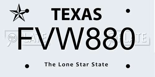 FVW880 Texas License Plate