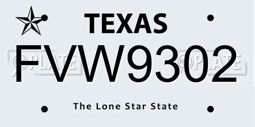 FVW9302 Texas License Plate