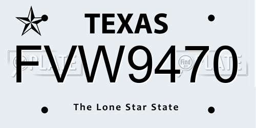 FVW9470 Texas License Plate