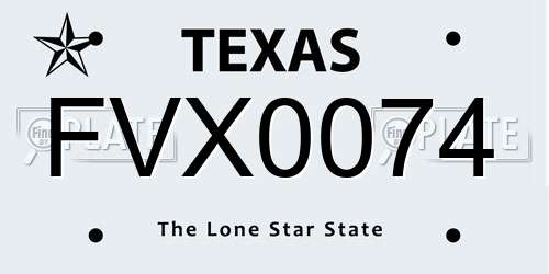 FVX0074 Texas License Plate