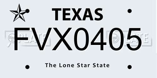 FVX0405 Texas License Plate