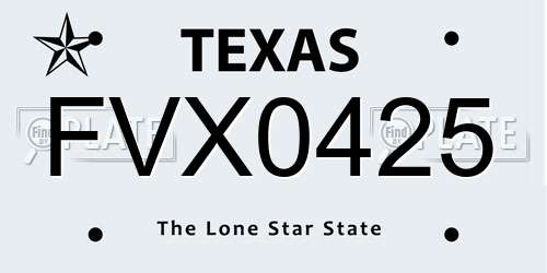 FVX0425 Texas License Plate