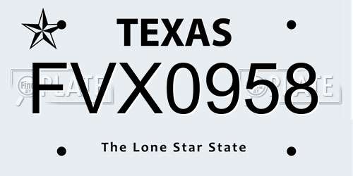 FVX0958 Texas License Plate