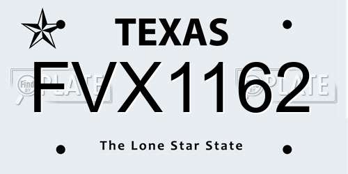 FVX1162 Texas License Plate