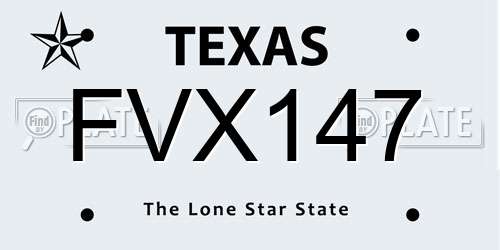FVX147 Texas License Plate
