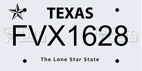 FVX1628 Texas License Plate