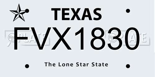 FVX1830 Texas License Plate