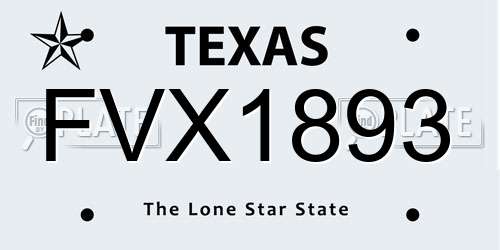 FVX1893 Texas License Plate