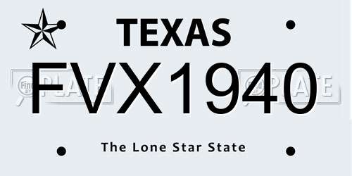 FVX1940 Texas License Plate