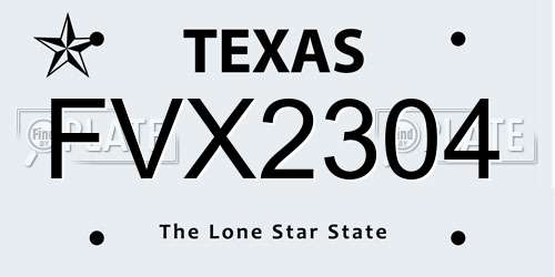 FVX2304 Texas License Plate