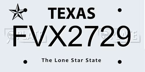 FVX2729 Texas License Plate