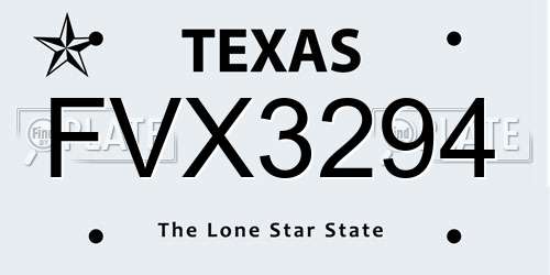FVX3294 Texas License Plate
