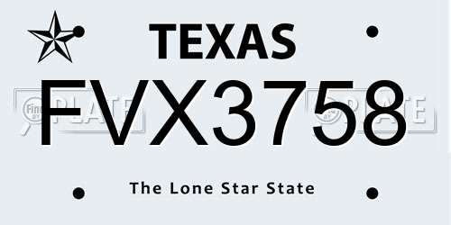 FVX3758 Texas License Plate