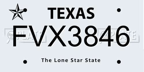 FVX3846 Texas License Plate
