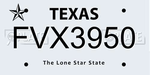 FVX3950 Texas License Plate