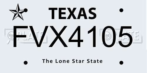 FVX4105 Texas License Plate