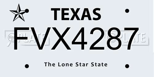 FVX4287 Texas License Plate