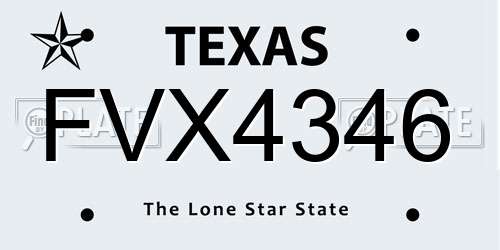 FVX4346 Texas License Plate
