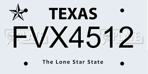 FVX4512 Texas License Plate