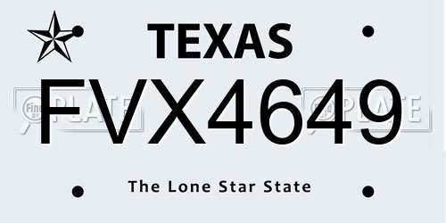 FVX4649 Texas License Plate