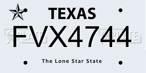 FVX4744 Texas License Plate