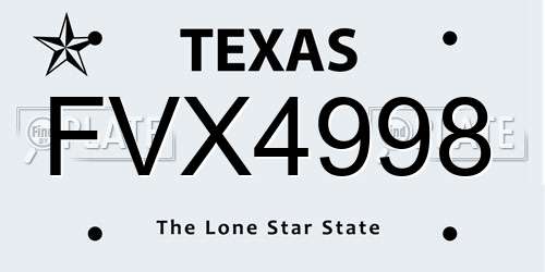 FVX4998 Texas License Plate