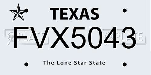FVX5043 Texas License Plate