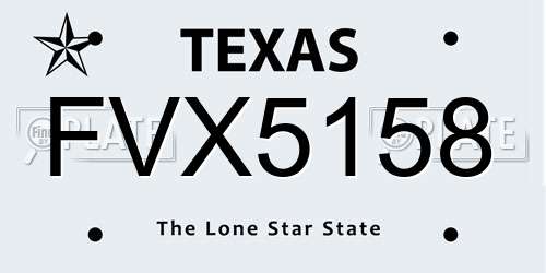 FVX5158 Texas License Plate