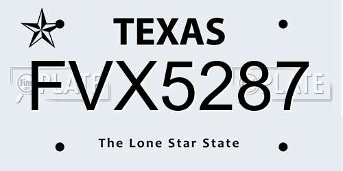 FVX5287 Texas License Plate