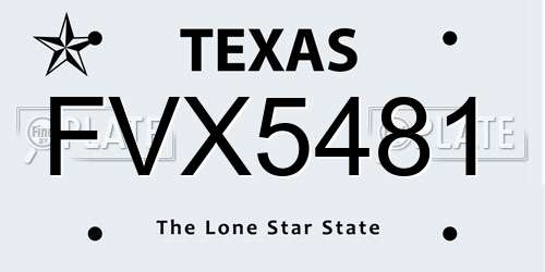 FVX5481 Texas License Plate