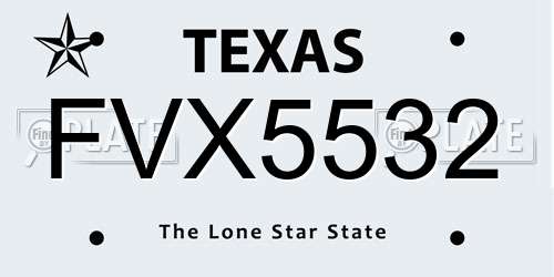 FVX5532 Texas License Plate