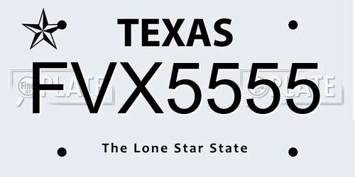 FVX5555 Texas License Plate