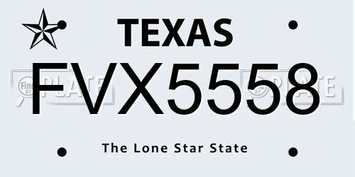 FVX5558 Texas License Plate