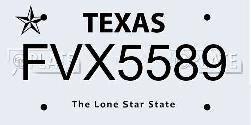FVX5589 Texas License Plate