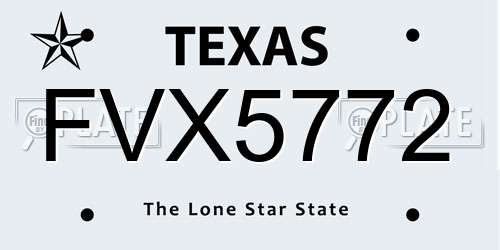 FVX5772 Texas License Plate