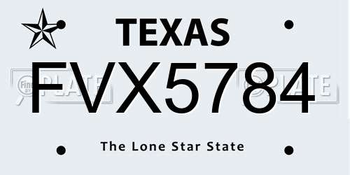 FVX5784 Texas License Plate