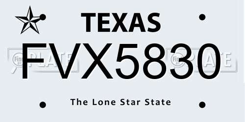 FVX5830 Texas License Plate