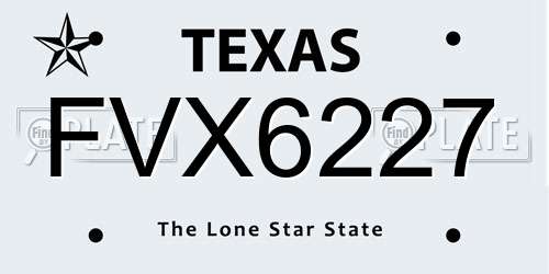 FVX6227 Texas License Plate