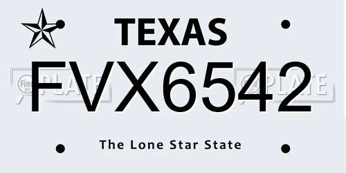 FVX6542 Texas License Plate