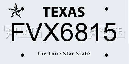 FVX6815 Texas License Plate