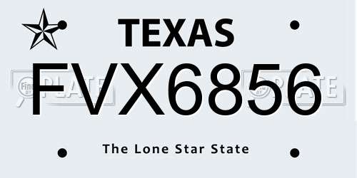 FVX6856 Texas License Plate
