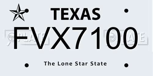 FVX7100 Texas License Plate
