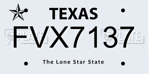 FVX7137 Texas License Plate