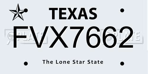 FVX7662 Texas License Plate