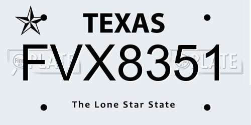 FVX8351 Texas License Plate