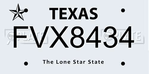 FVX8434 Texas License Plate